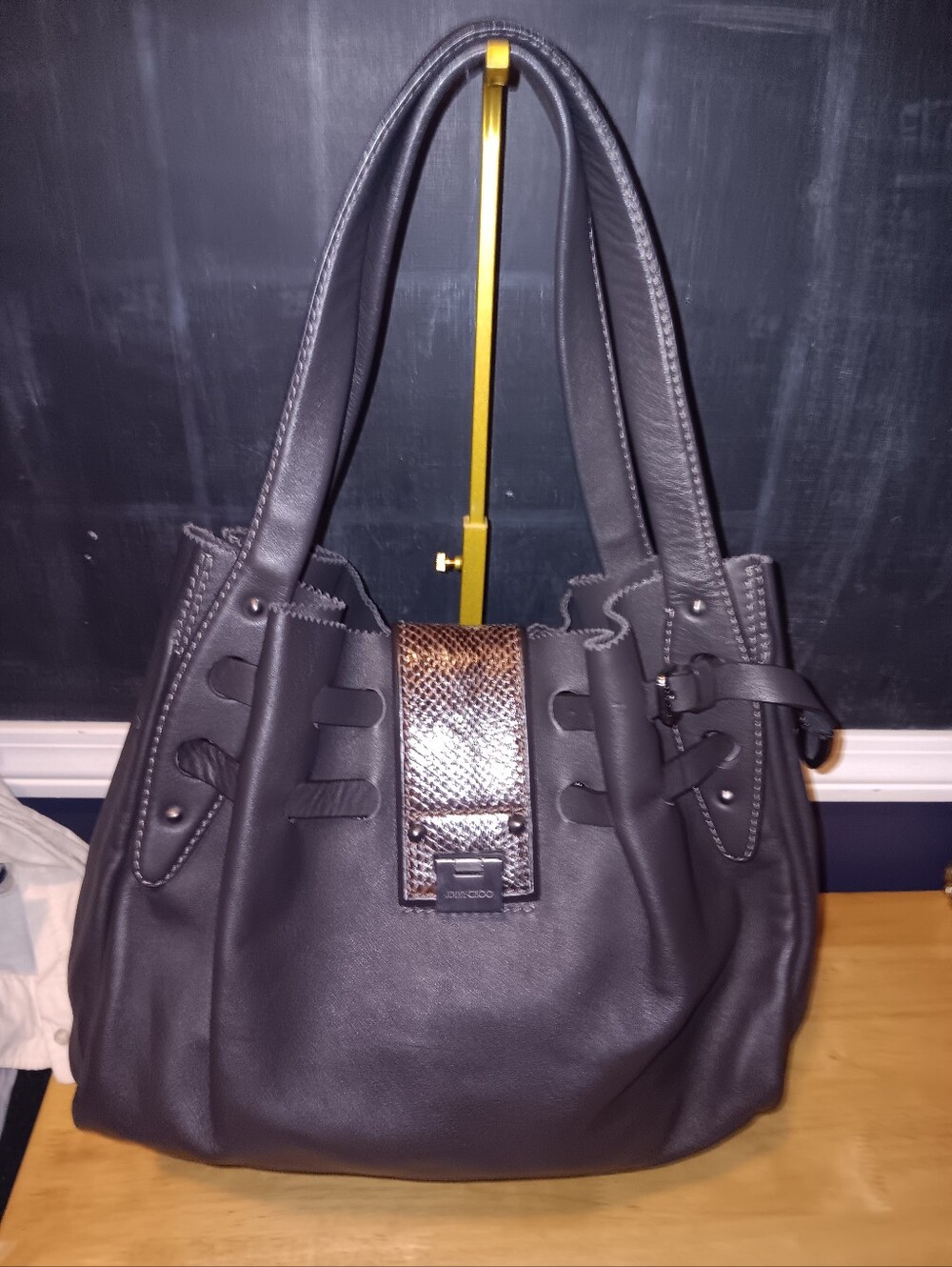 Jimmy Choo Leather Ramona Shoulder Bag With Python Accent